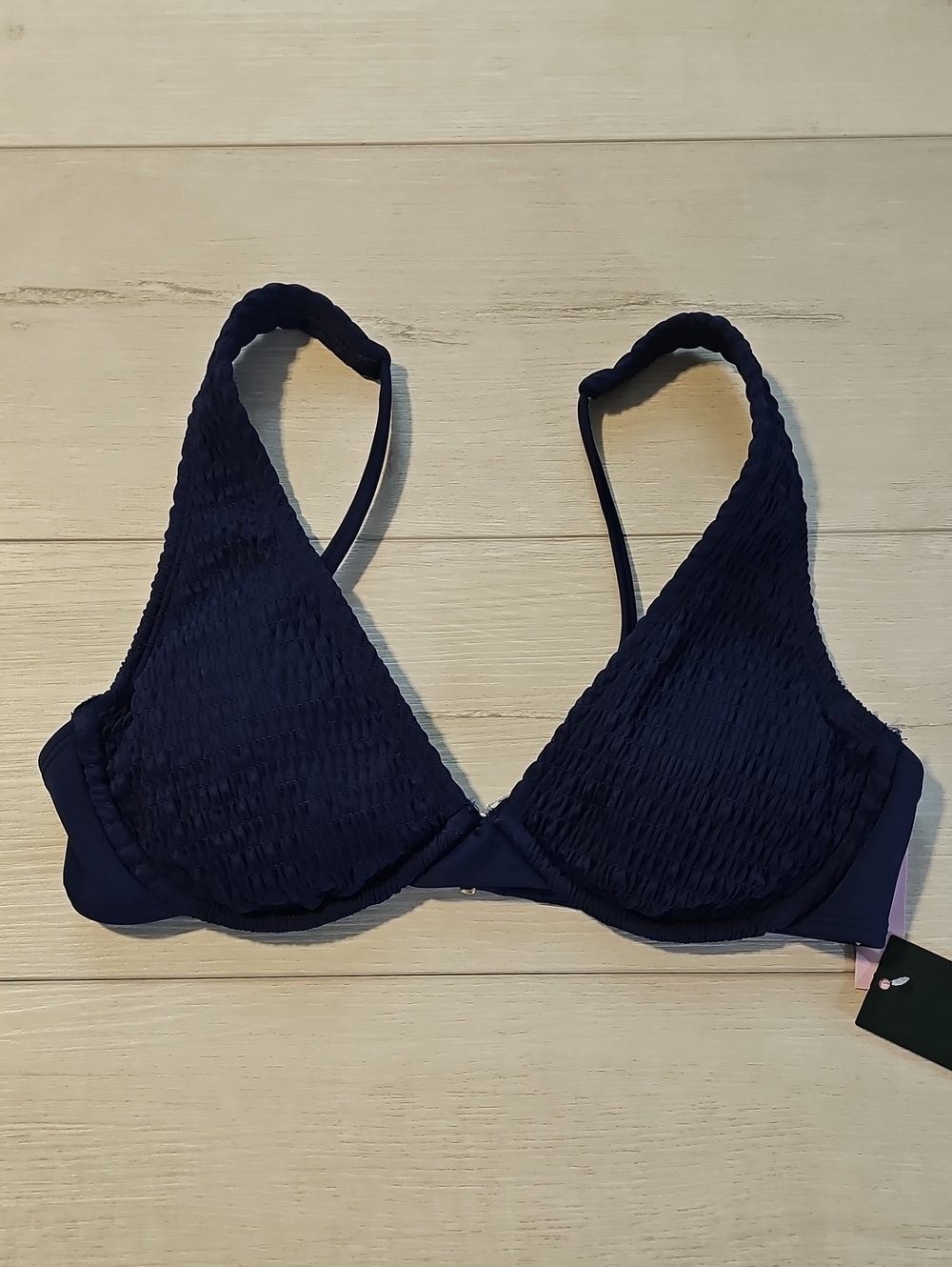 Wild Fable Women's S Smocked Underwire Navy Bikini Top